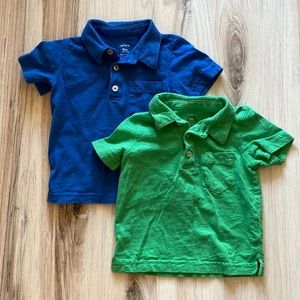 CARTER'S - Set of 2 Polo Shirts - Blue & Green - Size 9M